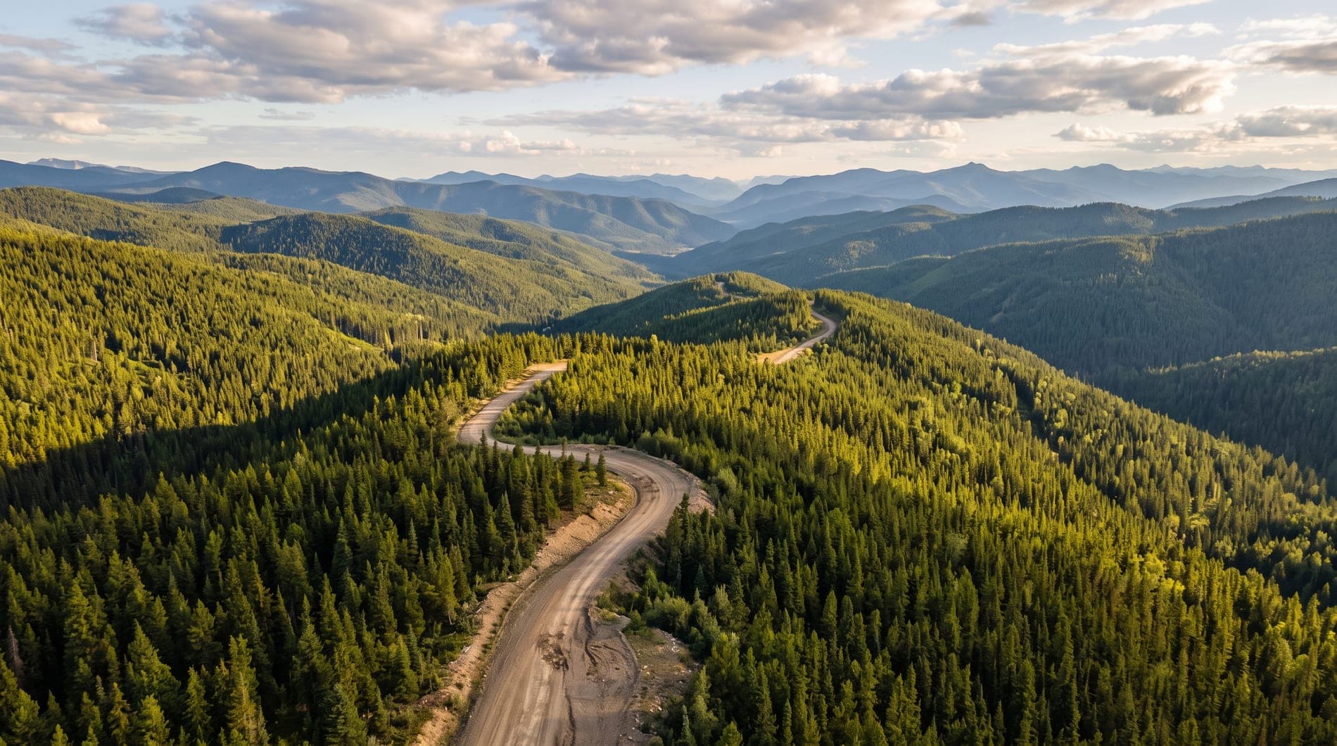 Mountain ridges in the British Columbia Cariboo Gold District