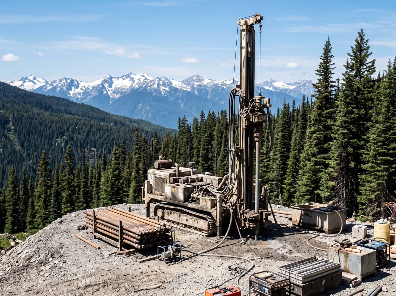 Diamond drill rig at a Karus exploration site in British Columbia