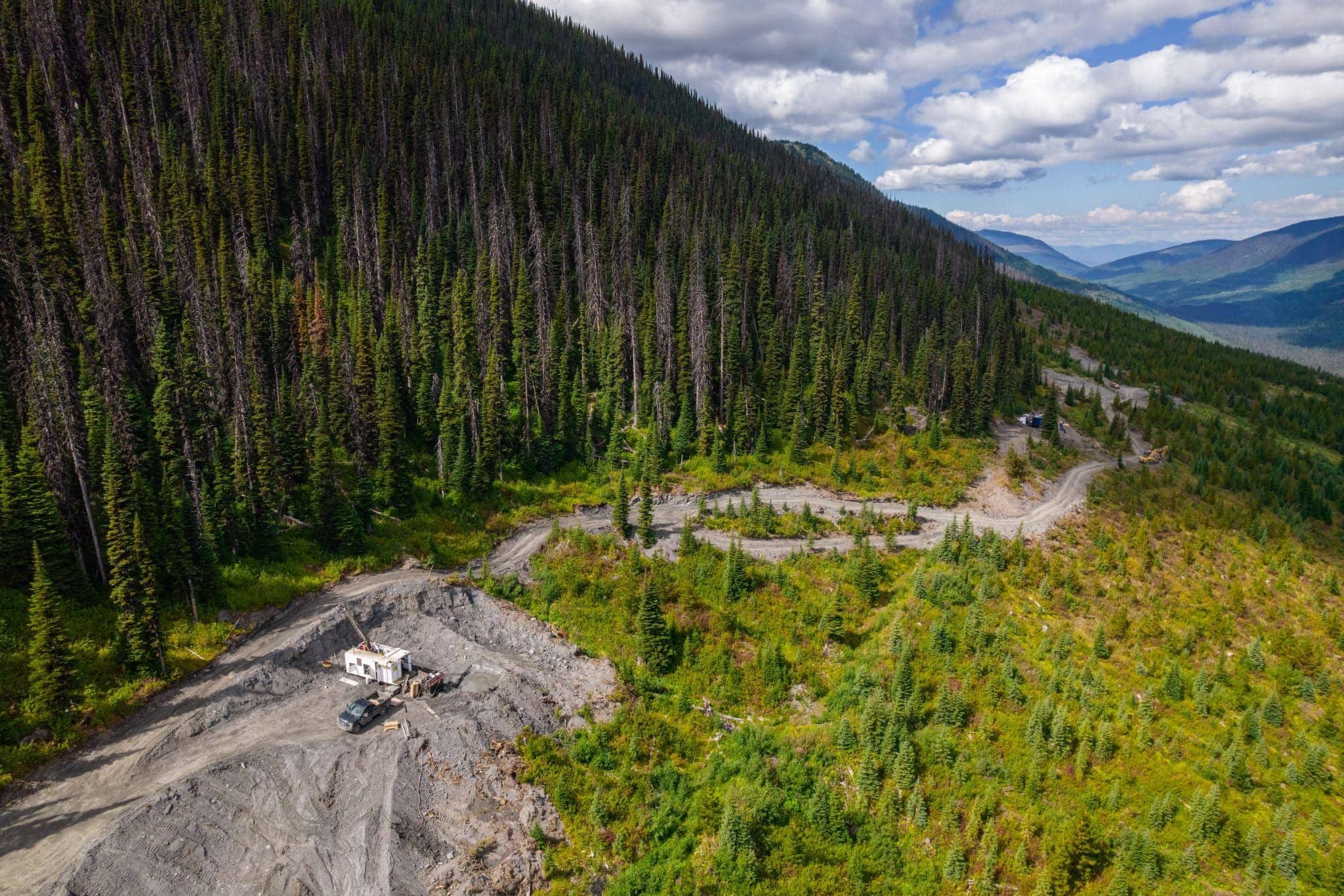 Karus Mining drill site in the British Columbia mountains